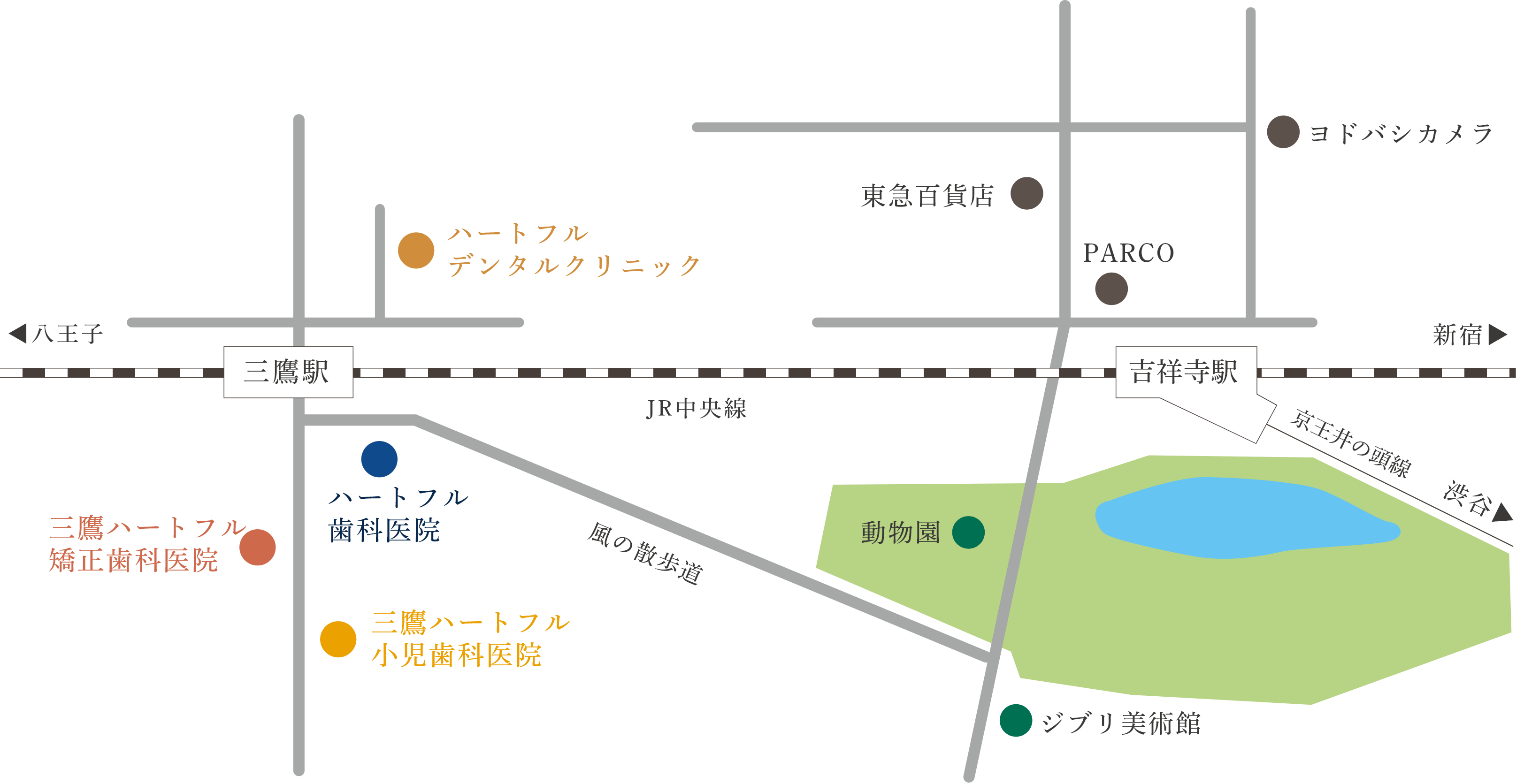 吉祥寺の隣の駅、三鷹駅が勤務地になります。